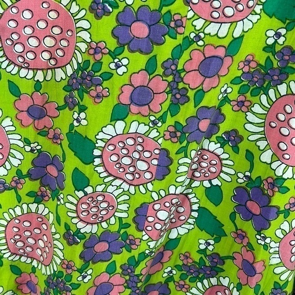 Vintage 60’s 70’s Retro Vibrant Floral Buckle Strap Dress Size L - Picture 9 of 13